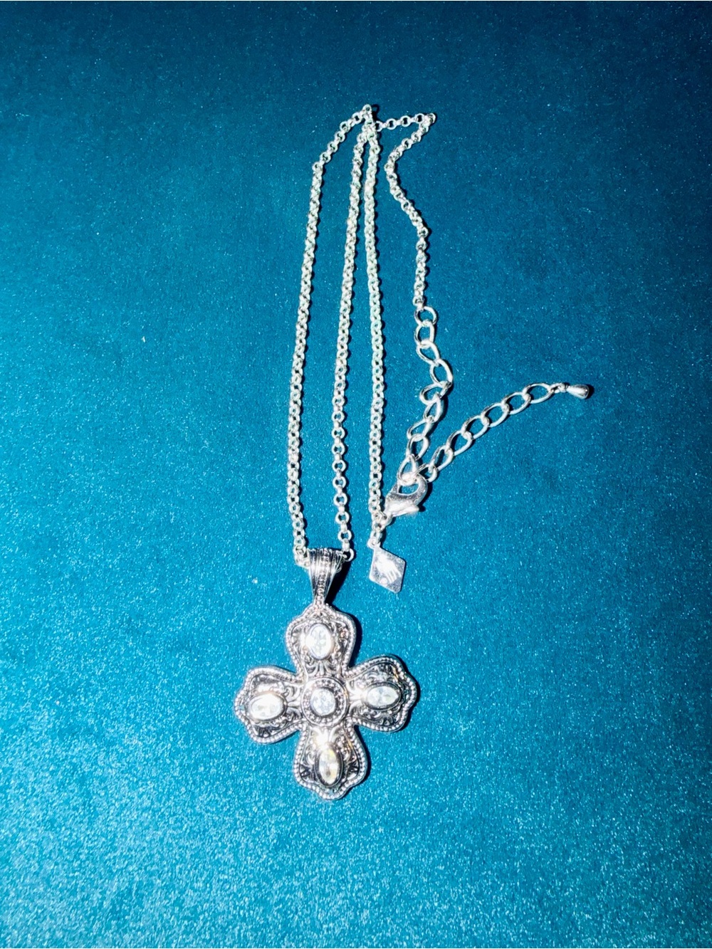 Montana Silversmiths Cross Pendant Necklace with Clear Crystals